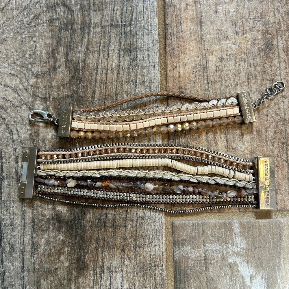 Victoria Emerson Boho Multi-Strand
Wrap Bracelets | Neutral Beaded Set of 2